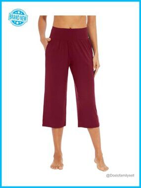 Bamboo Viscose Capri Wide Leg Yoga Pants Soft Lounge Sweatpants with Pockets